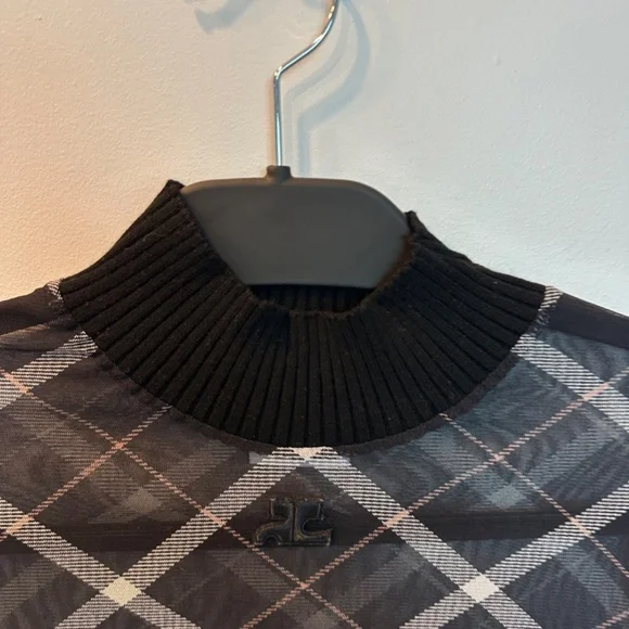 Courreges Mesh Plaid Turtleneck XS/Size 1